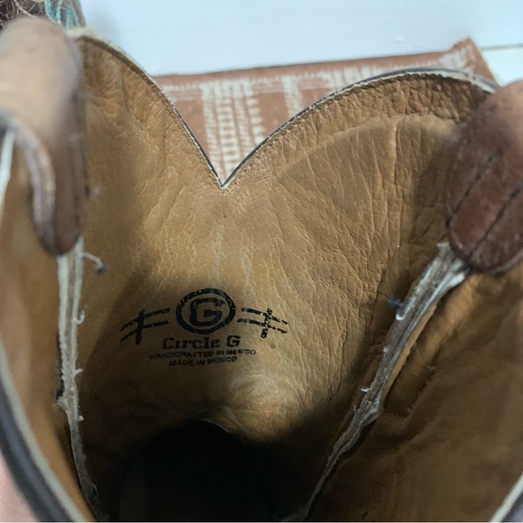 Circle G Brown & Turquoise Western Cowgirl Boots L5640 - Picture 8 of 8